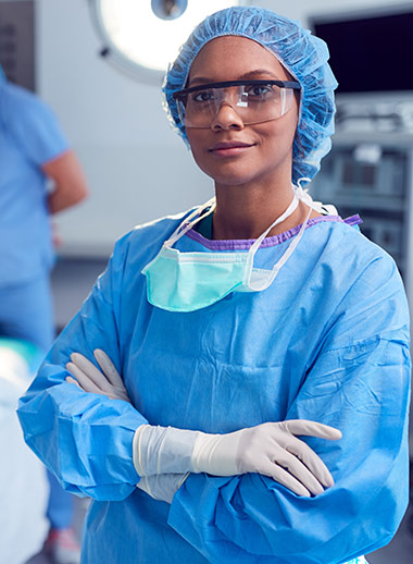 Sterile reinforced surgical gown